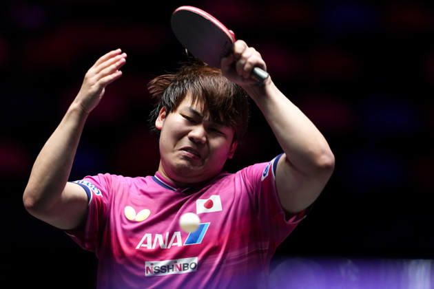 (260909) -- MACAO, Sept. 9, 2026 -- Matsushima Sora competes during the men s singles round of 32 match between Matsushima Sora of Japan and Tom Jarvis of England at the 2026 World Table tennis, Tischtennis (WTT) Champions Macao in Macao, south China, Sept. 9, 2026. ) (SP)CHINA-MACAO-TABLE TENNIS-WTT-MEN S SINGLES (CN) CheongxKamxKa 