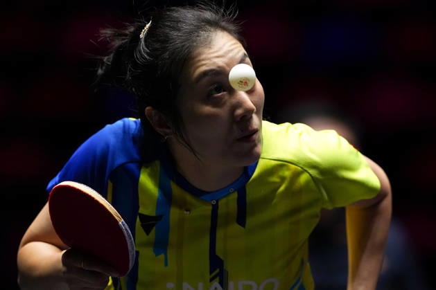 (260909) -- MACAO, Sept. 9, 2026 -- Han Ying serves during the women s singles round of 32 match between Kuai Man of China and Han Ying of Germany at the 2026 World Table tennis, Tischtennis (WTT) Champions Macao in Macao, south China, Sept. 9, 2026. ) (SP)CHINA-MACAO-TABLE TENNIS-WTT-WOMEN S SINGLES (CN) CheongxKamxKa 