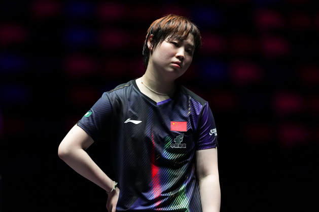 (260909) -- MACAO, Sept. 9, 2026 -- Kuai Man reacts during the women s singles round of 32 match between Kuai Man of China and Han Ying of Germany at the 2026 World Table tennis, Tischtennis (WTT) Champions Macao in Macao, south China, Sept. 9, 2026. ) (SP)CHINA-MACAO-TABLE TENNIS-WTT-WOMEN S SINGLES (CN) CheongxKamxKa 