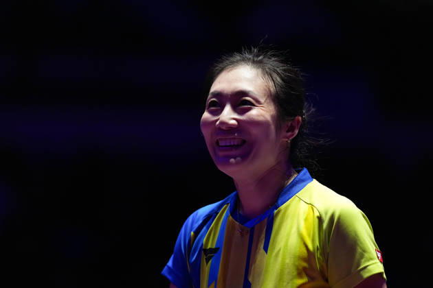 (260909) -- MACAO, Sept. 9, 2026 -- Han Ying reacts after the women s singles round of 32 match between Kuai Man of China and Han Ying of Germany at the 2026 World Table tennis, Tischtennis (WTT) Champions Macao in Macao, south China, Sept. 9, 2026. ) (SP)CHINA-MACAO-TABLE TENNIS-WTT-WOMEN S SINGLES (CN) CheongxKamxKa 