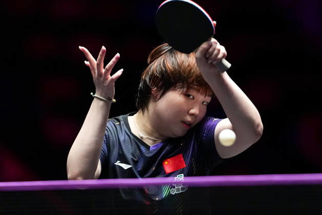 (260909) -- MACAO, Sept. 9, 2026 -- Kuai Man hits a return during the women s singles round of 32 match between Kuai Man of China and Han Ying of Germany at the 2026 World Table tennis, Tischtennis (WTT) Champions Macao in Macao, south China, Sept. 9, 2026. ) (SP)CHINA-MACAO-TABLE TENNIS-WTT-WOMEN S SINGLES (CN) CheongxKamxKa 