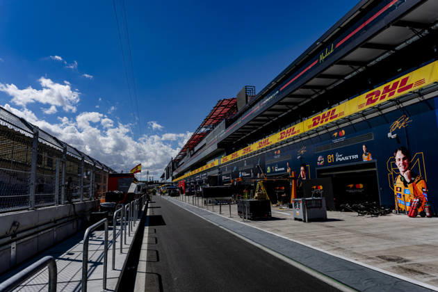 MADRID The very long pit lane during the Formula 1 Spanish Grand Prix at the Madrid Circuit on September 9, 2026, in Madrid, Spain. Photo by DeFodi Images