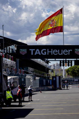 MADRID The flag of Spain during the Formula 1 Spanish Grand Prix at the Madrid Circuit on September 9, 2026, in Madrid, Spain. Photo by DeFodi Images