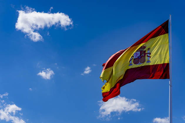 MADRID The flag of Spain during the Formula 1 Spanish Grand Prix at the Madrid Circuit on September 9, 2026, in Madrid, Spain. Photo by DeFodi Images