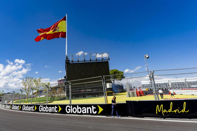 MADRID The Spanish flag at the circuit during the Formula 1 Spanish Grand Prix at the Madrid Circuit on September 9, 2026, in Madrid, Spain. Photo by DeFodi Images