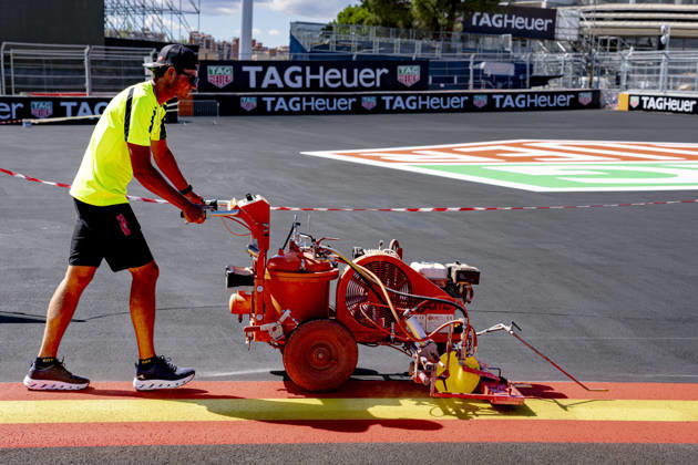 MADRID: Applying some paint during the Formula 1 Spanish Grand Prix at the Madrid Circuit on September 9, 2026, in Madrid, Spain. Photo by DeFodi Images