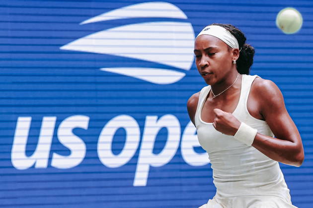 US Open tennis tournament - Day 11 Coco Gauff of USA gestures as she plays against Mirra Andreeva of Russia during the Women s Singles Quarter Finals match of the US Open Tennis Championships in Flushing Meadows, New York, USA, 09 September 2026. FLUSHING MEADOWS NEW YORK United States  Copyright: xOLGAxFEDOROVAx