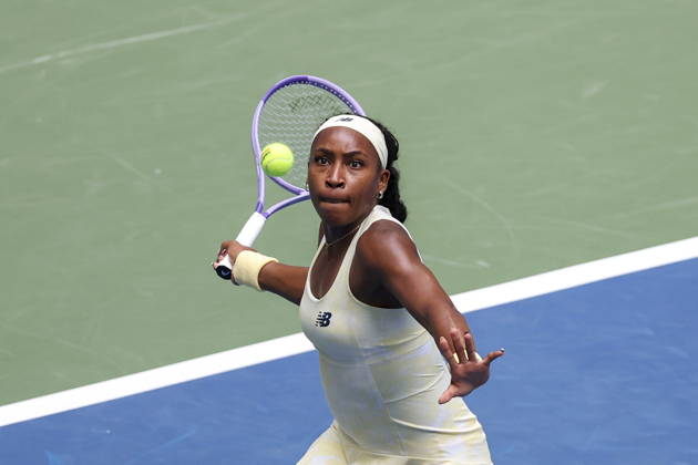 US Open tennis tournament - Day 11 Coco Gauff of the US in action against Mirra Andreeva of Russia during the Women s Singles Quarterfinals match of the US Open Tennis Championships in Flushing Meadows, New York, USA, 09 September 2026. FLUSHING MEADOWS NEW YORK United States  Copyright: xSARAHxYENESELx