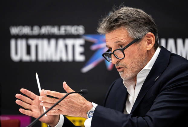 September 10, 2026: Sebastian Coe, president of World Athletics, at a press conference during a media day for the 2026 World Athletics Ultimate Championship on September 10, 2026 in Budapest. Photo by Joel Marklund, BILDBYRAN. Code: JM JM0849 bbeng track and field athletics friidrett 2026 World Athletics Ultimate Championship Budapest 26 press conference  Copyright: JOELxMARKLUND BB260910JM005