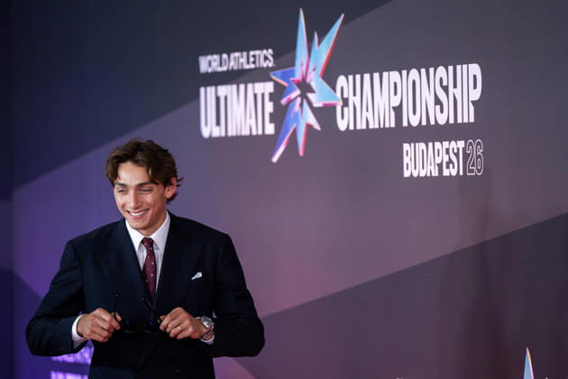 September 10, 2026: Armand Duplantis arrives on the red carpet during a media day for the 2026 World Athletics Ultimate Championship on September 10, 2026 in Budapest. Photo: Joel Marklund. BILDBYRAN code JM JM0849 bbeng track and field athletics friidrett 2026 World Athletics Ultimate Championship Budapest 26  Copyright: JOELxMARKLUND BB260910JM015