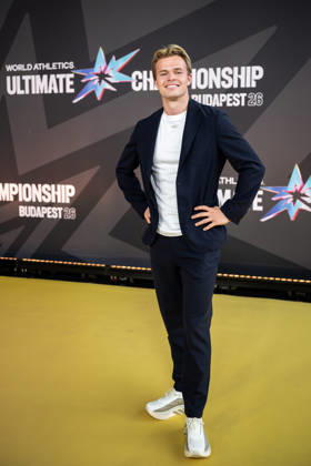 September 10, 2026: Sondre Guttormsen arrives on the red carpet during a media day for the 2026 World Athletics Ultimate Championship on September 10, 2026 in Budapest. Photo by Joel Marklund, BILDBYRAN. Code: JM JM0849 bbeng track and field athletics friidrett 2026 World Athletics Ultimate Championship Budapest 26  Copyright: JOELxMARKLUND BB260910JM025