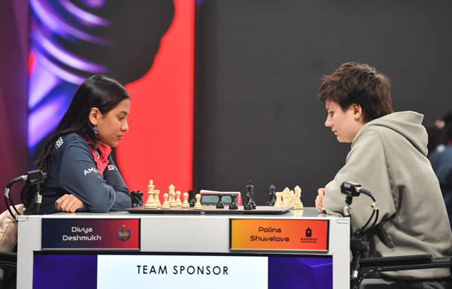 Global Chess League 2026 Divya Deshmukh (IND) of Alpine APL Pipers plays against Polina Shuvalova (RUS) of Ganges Grandmasters during Match 21 of the Global Chess League 2026 in Bengaluru, India, on September 10, 2026. Bengaluru Karnataka India  Copyright: xRanjithxKumarx originalFilename:kumar-globalch260910_np6sd.jpg
