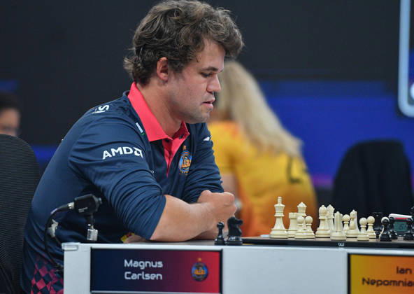Global Chess League 2026 Magnus Carlsen of Norway, playing for Alpine APL Pipers, competes against Ian Nepomniachtchi of Russia, playing for Ganges Grandmasters, during Match 21 of the Global Chess League 2026 in Bengaluru, India, on September 10, 2026. Bengaluru Karnataka India  Copyright: xRanjithxKumarx originalFilename:kumar-globalch260910_npN4p.jpg