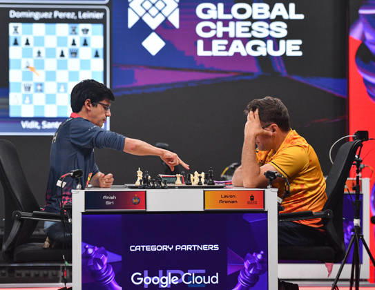 Global Chess League 2026 Anish Giri of the Netherlands, playing for Alpine APL Pipers, competes against Levon Aronian of Armenia, playing for Ganges Grandmasters, during Match 21 of the Global Chess League 2026 in Bengaluru, India, on September 10, 2026. Bengaluru Karnataka India  Copyright: xRanjithxKumarx originalFilename:kumar-globalch261009_npIge.jpg