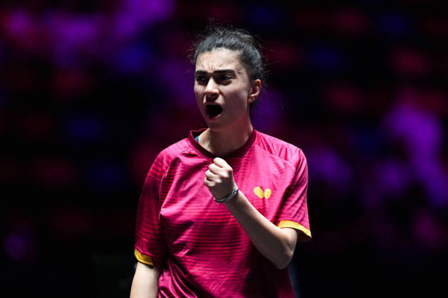 (260911) -- MACAO, Sept. 11, 2026 -- Elizabet Abraamian of Russia celebrates scoring during the women s singles round of 16 match between Chen Yi of China and Elizabet Abraamian of Russia at the 2026 World Table tennis, Tischtennis (WTT) Champions Macao in Macao, south China, Sept. 11, 2026. ) (SP)CHINA-MACAO-TABLE TENNIS-WTT-WOMEN S SINGLES (CN) CheongxKamxKa 