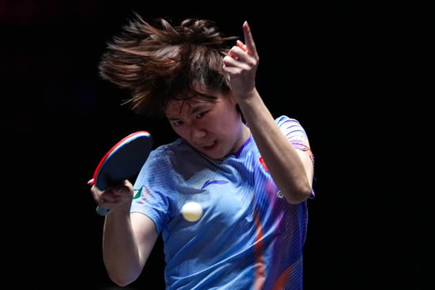 (260911) -- MACAO, Sept. 11, 2026 -- Chen Yi of China hits a return during the women s singles round of 16 match between Chen Yi of China and Elizabet Abraamian of Russia at the 2026 World Table tennis, Tischtennis (WTT) Champions Macao in Macao, south China, Sept. 11, 2026. ) (SP)CHINA-MACAO-TABLE TENNIS-WTT-WOMEN S SINGLES (CN) CheongxKamxKa 