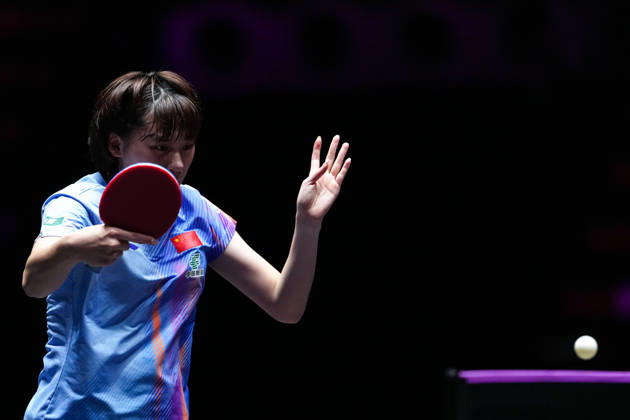 (260911) -- MACAO, Sept. 11, 2026 -- Chen Yi of China hits a return during the women s singles round of 16 match between Chen Yi of China and Elizabet Abraamian of Russia at the 2026 World Table tennis, Tischtennis (WTT) Champions Macao in Macao, south China, Sept. 11, 2026. ) (SP)CHINA-MACAO-TABLE TENNIS-WTT-WOMEN S SINGLES (CN) CheongxKamxKa 