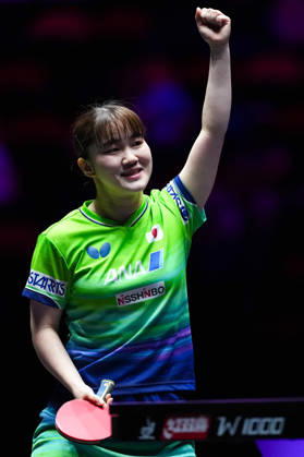 (260911) -- MACAO, Sept. 11, 2026 -- Odo Satsuki of Japan celebrates after the women s singles round of 16 match between Odo Satsuki of Japan and Cheng I-Ching of Chinese Taipei at the 2026 World Table tennis, Tischtennis (WTT) Champions Macao in Macao, south China, Sept. 11, 2026. ) (SP)CHINA-MACAO-TABLE TENNIS-WTT-WOMEN S SINGLES (CN) CheongxKamxKa 