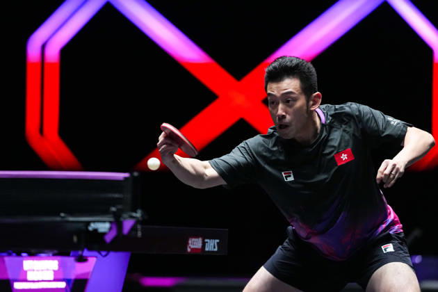 (260911) -- MACAO, Sept. 11, 2026 -- Wong Chun Ting hits a return during the men s singles round of 16 match between Wong Chun Ting of China s Hong Kong and Matsushima Sora of Japan at the 2026 World Table tennis, Tischtennis (WTT) Champions Macao in Macao, south China, Sept. 11, 2026. ) (SP)CHINA-MACAO-TABLE TENNIS-WTT-MEN S SINGLES (CN) CheongxKamxKa 