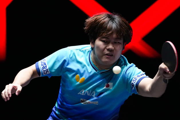 (260911) -- MACAO, Sept. 11, 2026 -- Matsushima Sora hits a return during the men s singles round of 16 match between Wong Chun Ting of China s Hong Kong and Matsushima Sora of Japan at the 2026 World Table tennis, Tischtennis (WTT) Champions Macao in Macao, south China, Sept. 11, 2026. ) (SP)CHINA-MACAO-TABLE TENNIS-WTT-MEN S SINGLES (CN) CheongxKamxKa 