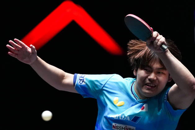 (260911) -- MACAO, Sept. 11, 2026 -- Matsushima Sora hits a return during the men s singles round of 16 match between Wong Chun Ting of China s Hong Kong and Matsushima Sora of Japan at the 2026 World Table tennis, Tischtennis (WTT) Champions Macao in Macao, south China, Sept. 11, 2026. ) (SP)CHINA-MACAO-TABLE TENNIS-WTT-MEN S SINGLES (CN) CheongxKamxKa 