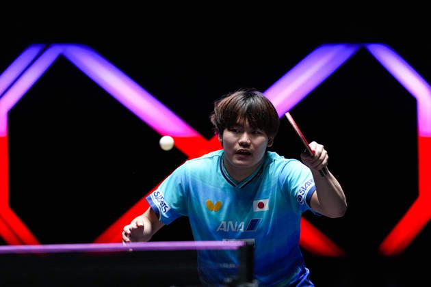 (260911) -- MACAO, Sept. 11, 2026 -- Matsushima Sora hits a return during the men s singles round of 16 match between Wong Chun Ting of China s Hong Kong and Matsushima Sora of Japan at the 2026 World Table tennis, Tischtennis (WTT) Champions Macao in Macao, south China, Sept. 11, 2026. ) (SP)CHINA-MACAO-TABLE TENNIS-WTT-MEN S SINGLES (CN) CheongxKamxKa 