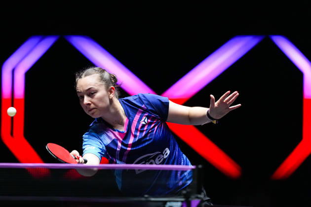 (260911) -- MACAO, Sept. 11, 2026 -- Natalia Bajor hits a return during the women s singles round of 16 match between Natalia Bajor of Poland and Han Ying of Germany at the 2026 World Table tennis, Tischtennis (WTT) Champions Macao in Macao, south China, Sept. 11, 2026. ) (SP)CHINA-MACAO-TABLE TENNIS-WTT-WOMEN S SINGLES (CN) CheongxKamxKa 