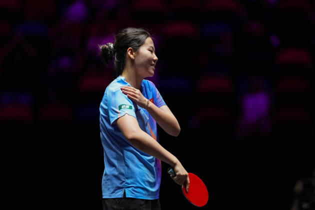 (260911) -- MACAO, Sept. 11, 2026 -- Chen Xingtong reacts after the women s singles round of 16 match between Chen Xingtong of China and Hana Goda of Egypt at the 2026 World Table tennis, Tischtennis (WTT) Champions Macao in Macao, south China, Sept. 11, 2026. ) (SP)CHINA-MACAO-TABLE TENNIS-WTT-WOMEN S SINGLES (CN) CheongxKamxKa 