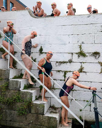REPRO FREE *PRESS RELEASE NO REPRODUCTION FEE* EDITORIAL USE ONLY 106th Dublin City Liffey Swim 2026, River Liffey, Dublin 12 9 2026 A view of swimmers on their way to the start of of the race A view of swimmers on their way to the start of of the race 12 9 2026  Copyright: xx DAN_2090