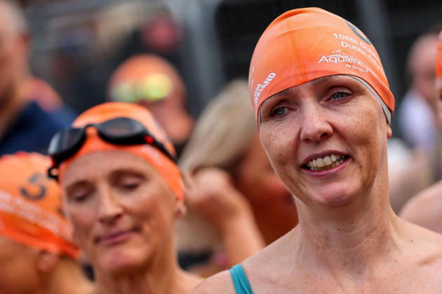 REPRO FREE *PRESS RELEASE NO REPRODUCTION FEE* EDITORIAL USE ONLY 106th Dublin City Liffey Swim 2026, River Liffey, Dublin 12 9 2026 Linda Clarke ahead of the race Linda Clarke ahead of the race 12 9 2026  Copyright: xx RB1_5492