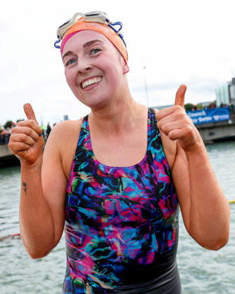 REPRO FREE *PRESS RELEASE NO REPRODUCTION FEE* EDITORIAL USE ONLY 106th Dublin City Liffey Swim 2026, River Liffey, Dublin 12 9 2026 Sadhbh Byrne celebrates after winning the women™s race Sadhbh Byrne celebrates after winning the women™s race 12 9 2026  Copyright: xx RB2_6915