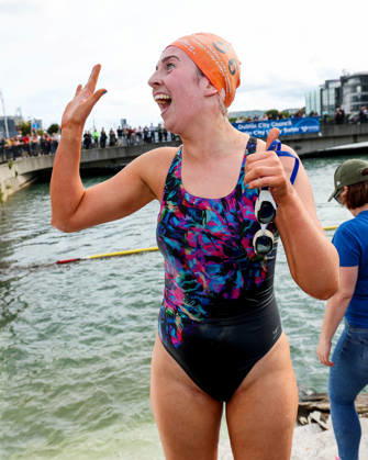 REPRO FREE *PRESS RELEASE NO REPRODUCTION FEE* EDITORIAL USE ONLY 106th Dublin City Liffey Swim 2026, River Liffey, Dublin 12 9 2026 Sadhbh Byrne celebrates after winning the women™s race Sadhbh Byrne celebrates after winning the women™s race 12 9 2026  Copyright: xx RB2_6970