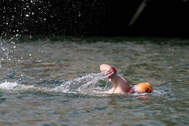 REPRO FREE *PRESS RELEASE NO REPRODUCTION FEE* EDITORIAL USE ONLY 106th Dublin City Liffey Swim 2026, River Liffey, Dublin 12 9 2026 Bruno Delmonte on his way to victory Bruno Delmonte on his way to victory 12 9 2026  Copyright: xx DANS3494