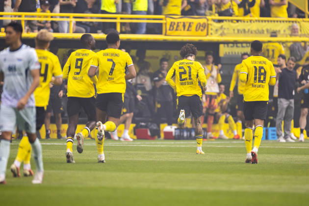September 12, 2026, Soccer, Matchday 3 of the 1st Bundesliga, Borussia Dortmund vs. SC Paderborn, Fabio Silva of Borussia Dortmund celebrates the goal that made it 1–0, Dortmund, Signal Iduna Park, North Rhine-Westphalia, Germany, xRHR PHOTO DEx Copyright: DennisxEwert RHR-FOTOx RHR-FOTO DE