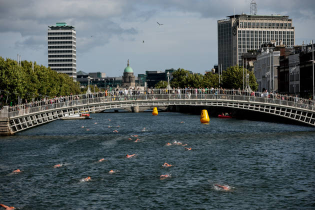 REPRO FREE *PRESS RELEASE NO REPRODUCTION FEE* EDITORIAL USE ONLY 106th Dublin City Liffey Swim 2026, River Liffey, Dublin 12 9 2026 A general view of the mens race A general view of the mens race 12 9 2026  Copyright: xx RB1_9906