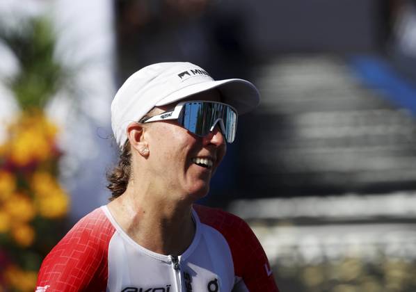 Ironman 70.3 femmes PHOTOPQR NICE MATIN Dylan Meiffret ; Nice ; 12 09 2026 ; Premier jour féminin de l Ironman 70.3 a Nice ICI : La suisse Julie Derron arrive 2e - Nice, France, September 12, 2026. The first day of the 2026 IRONMAN 70.3 World Championship, WM, Weltmeisterschaft in Nice, dedicated to the women’s race. Professional women started at 7 a.m. from Plage des Ponchettes, followed by age-group competitors. The triathlon consists of a 1.9 km swim, a 90 km bike course through the Alpes-Maritimes and a 21.1 km run along the Promenade des Anglais. Nice France  Copyright: xPHOTOPQR NICExMATIN MAXPPPxDylanxMeiffretx 20260912NIM8672 20260912NIM8672