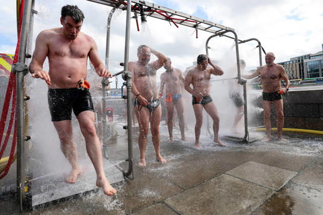 REPRO FREE *PRESS RELEASE NO REPRODUCTION FEE* EDITORIAL USE ONLY 106th Dublin City Liffey Swim 2026, River Liffey, Dublin 12 9 2026 A view of competitors washing down after the race A view of competitors washing down after the race 12 9 2026  Copyright: xx RB2_8378