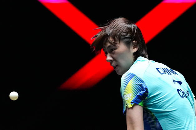 (260913) -- MACAO, Sept. 13, 2026 -- Chen Yi competes during the women s singles semifinal match between Chen Yi of China and Hayata Hina of Japan at the 2026 World Table tennis, Tischtennis (WTT) Champions Macao in Macao, south China, Sept. 13, 2026. ) (SP)CHINA-MACAO-TABLE TENNIS-WTT-WOMEN S SINGLES (CN) CheongxKamxKa 