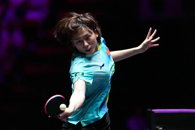 (260913) -- MACAO, Sept. 13, 2026 -- Chen Yi reacts during the women s singles semifinal match between Chen Yi of China and Hayata Hina of Japan at the 2026 World Table tennis, Tischtennis (WTT) Champions Macao in Macao, south China, Sept. 13, 2026. ) (SP)CHINA-MACAO-TABLE TENNIS-WTT-WOMEN S SINGLES (CN) CheongxKamxKa 