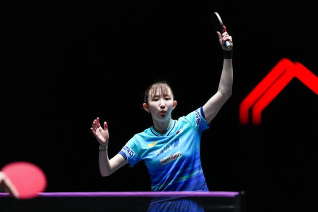 (260913) -- MACAO, Sept. 13, 2026 -- Hayata Hina reacts during the women s singles semifinal match between Chen Yi of China and Hayata Hina of Japan at the 2026 World Table tennis, Tischtennis (WTT) Champions Macao in Macao, south China, Sept. 13, 2026. ) (SP)CHINA-MACAO-TABLE TENNIS-WTT-WOMEN S SINGLES (CN) CheongxKamxKa 