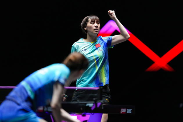 (260913) -- MACAO, Sept. 13, 2026 -- Chen Yi reacts during the women s singles semifinal match between Chen Yi of China and Hayata Hina of Japan at the 2026 World Table tennis, Tischtennis (WTT) Champions Macao in Macao, south China, Sept. 13, 2026. ) (SP)CHINA-MACAO-TABLE TENNIS-WTT-WOMEN S SINGLES (CN) CheongxKamxKa 