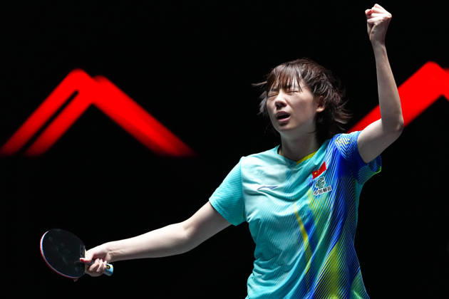(260913) -- MACAO, Sept. 13, 2026 -- Chen Yi reacts after the women s singles semifinal match between Chen Yi of China and Hayata Hina of Japan at the 2026 World Table tennis, Tischtennis (WTT) Champions Macao in Macao, south China, Sept. 13, 2026. ) (SP)CHINA-MACAO-TABLE TENNIS-WTT-WOMEN S SINGLES (CN) CheongxKamxKa 