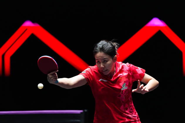 (260913) -- MACAO, Sept. 13, 2026 -- Chen Xingtong competes during the women s singles semifinal match between Harimoto Miwa of Japan and Chen Xingtong of China at the 2026 World Table tennis, Tischtennis (WTT) Champions Macao in Macao, south China, Sept. 13, 2026. ) (SP)CHINA-MACAO-TABLE TENNIS-WTT-WOMEN S SINGLES (CN) CheongxKamxKa 