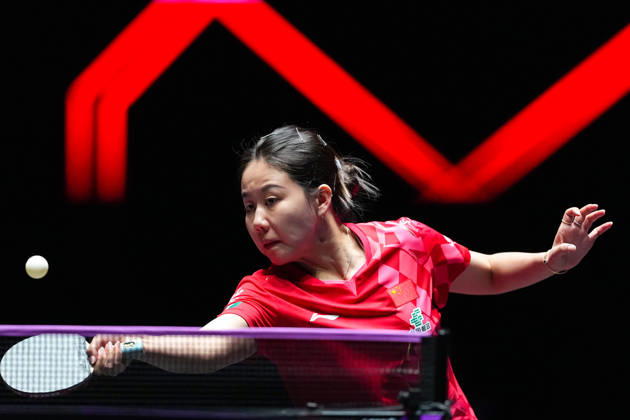 (260913) -- MACAO, Sept. 13, 2026 -- Chen Xingtong competes during the women s singles semifinal match between Harimoto Miwa of Japan and Chen Xingtong of China at the 2026 World Table tennis, Tischtennis (WTT) Champions Macao in Macao, south China, Sept. 13, 2026. ) (SP)CHINA-MACAO-TABLE TENNIS-WTT-WOMEN S SINGLES (CN) CheongxKamxKa 
