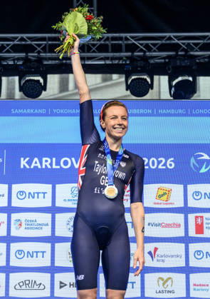 Triathlon World Championship, WM, Weltmeisterschaft races, women, September 13, 2026, Karlovy Vary, Czech Republic. Winner Georgia Taylor-Brown of Britain. (CTKxPhoto OndrejxHajek) CTKPhotoP2026091302719  CTKPhotoP2026091302719