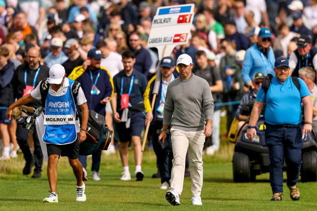 2026 Amgen Irish Open - Fourth Round, Trump International Golf Links, Doonbeg 13 9 2026 Rory McIlroy walks up the seventeenth with Caddie Harry Diamond Rory McIlroy walks up the seventeenth with Harry Diamond 13 9 2026  Copyright: xx BB3_9377