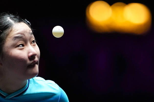(260913) -- MACAO, Sept. 13, 2026 -- Harimoto Miwa of Japan serves during the women s singles final match against Chen Yi of China at the 2026 World Table tennis, Tischtennis (WTT) Champions Macao in Macao, south China, Sept. 13, 2026. ) (SP)CHINA-MACAO-TABLE TENNIS-WTT-WOMEN S SINGLES-FINAL (CN) CheongxKamxKa 