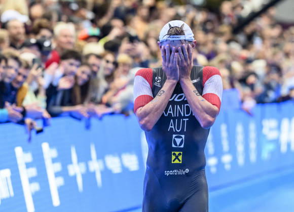 Triathlon World Championship, WM, Weltmeisterschaft races, men, September 13, 2026, Karlovy Vary, Czech Republic. Tjebbe Kaindl of Austria. (CTKxPhoto OndrejxHajek) CTKPhotoP2026091304661  CTKPhotoP2026091304661