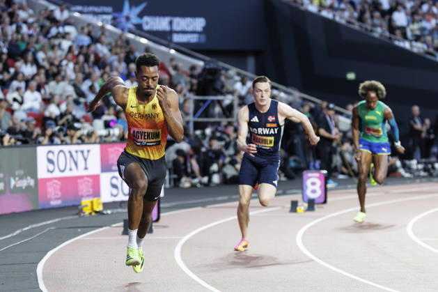 BUDAPEST, HUNGARY - SEPTEMBER 13, 2026: Emil AGYEKUM (GER Germany 400 Meter Hurdles) competing in the 400m hurdles final during the World Athletics Ultimate Championship at Gyula Zsivotzky National Athletics Centre on September 13, 2026 in Budapest, Hungary. Hungary Copyright: xAxelxKohringx