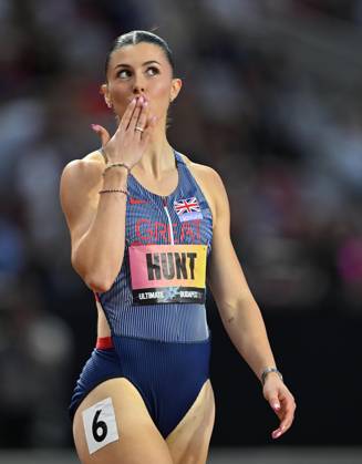 World Athletics Ultimate Championship - Budapest: Day Three BUDAPEST, HUNGARY - SEPTEMBER 13: Amy Hunt of Great Britain reacts after winning the women s 200m semi-final during the World Athletics Ultimate Championship at the National Athletics Centre in Budapest, Hungary on September 13, 2026. Mustafa Yalcin Anadolu Budapest Hungary. Editorial use only. Please get in touch for any other usage.  Copyright: x2026xAnadoluxMustafaxYalcinx